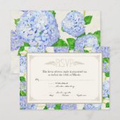 Blue Hydrangea Lace Floral Formal Elegant Weddings RSVP Kaartje (Voorkant / Achterkant)