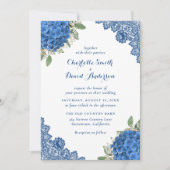 Blue Hydrangea Lace Mariage Invitations (Devant)