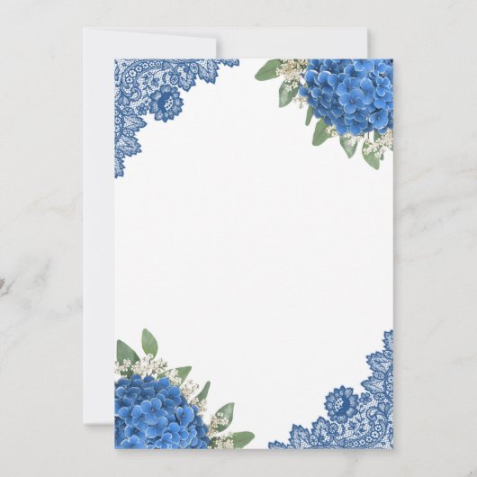 Blue Hydrangea Lace Mariage Invitations (Dos)