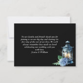 Blue Hydrangea Lantern Black Boho Photo Wedding Bedankkaart (Achterkant)