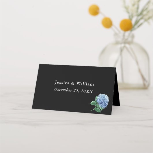 Blue Hydrangea Lantern Black Boho Wedding Table (Achterkant)