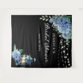 Blue Hydrangea Lantern Boho Vrijgezellenfeest Back Wandkleed (Voorkant (horizontaal))