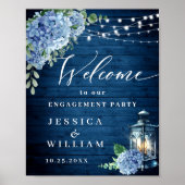 Blue Hydrangea Lantern Wood Boho ENGAGTY Poster (Voorkant)