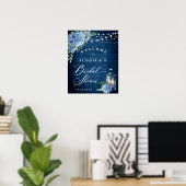 Blue Hydrangea Lantern Wood Boho Vrijgezellenfeest Poster (Thuiskantoor)