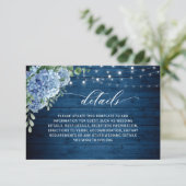 Blue Hydrangea Lantern Wood Weddenschap Details Informatiekaartje (Staand voorkant)