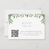 Blue Hydrangea Leaf QR Code Mariage Réponse (Devant)