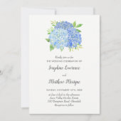 Blue Hydrangea Leaves Floral Waterverf Wedding Kaart (Voorkant)