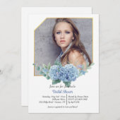 Blue Hydrangea Lijst Fotouitnodiging Kaart (Voorkant / Achterkant)