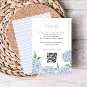 Blue Hydrangea Lijst Script Details QR Code Small Informatiekaartje