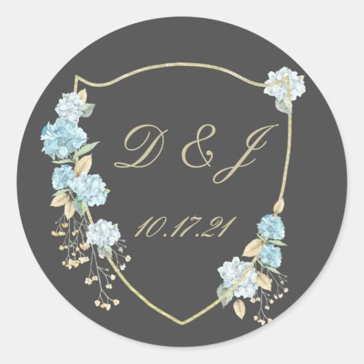 Blue Hydrangea Lijst Wedding Labels (Voorkant)
