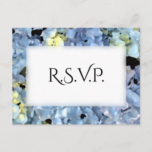 Blue Hydrangea Lijst Wedding RSVP Response Uitnodiging Briefkaart (Voorkant)