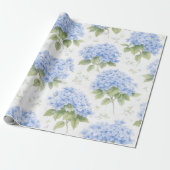 Blue Hydrangea Luxe Floral Wrapping Paper Cadeaupapier (Uitgerold)