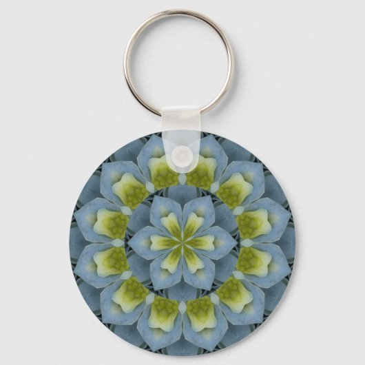 Blue Hydrangea Mandala Afbeelding 2 Sleutelhanger (Voorkant)