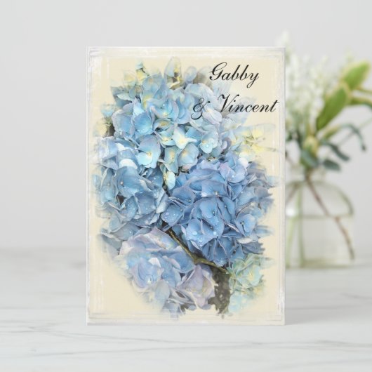 Blue Hydrangea Mariage / Elopement Faire-part (Debout devant)