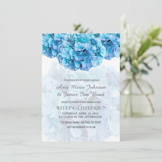Blue hydrangea mariage invitations hydrangea3 (Debout devant)