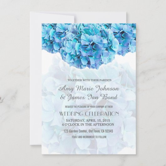 Blue hydrangea mariage invitations hydrangea3 (Devant)