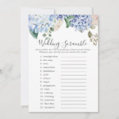 Blue Hydrangea Mariage Mot Début Jeu Carte (Devant)
