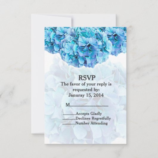 Blue hydrangea mariage personnalisé RSVP hydrangea (Devant)