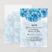 Blue hydrangea mariage personnalisé RSVP hydrangea (Devant / Derrière)
