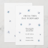 Blue Hydrangea Mariage pétale Enregistrer la carte (Devant / Derrière)