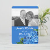 Blue Hydrangea Mariage photo Faire-part (Debout devant)