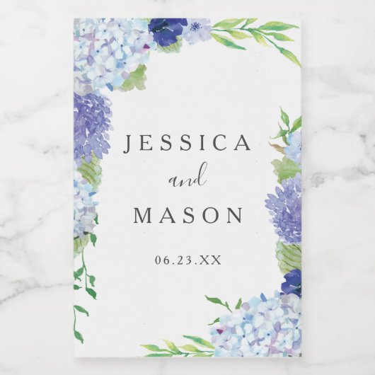 Blue Hydrangea Mariage Vins Étiquettes (Étiquettes simples)
