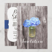 Blue Hydrangea Mason Jar Bridal Shower Invitations Kaart (Voorkant / Achterkant)