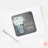 Blue Hydrangea Mason Jar Chalkboard bruiloft gunst Vierkante Sticker (Envelop)