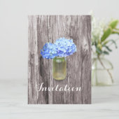 Blue Hydrangea Mason Jar Invitations de douche nup (Debout devant)