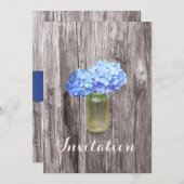 Blue Hydrangea Mason Jar Invitations de douche nup (Devant / Derrière)