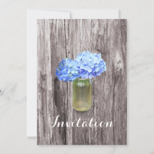 Blue Hydrangea Mason Jar Invitations de douche nup