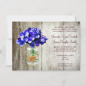 Blue Hydrangea Mason Jar Invitations de mariage (Devant)