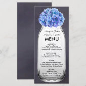 Blue hydrangea mason jarre mariage menu hydrangea7 (Devant / Derrière)