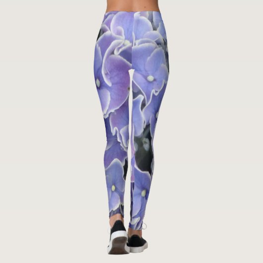 Blue Hydrangea met witte rand Leggen Leggings (Achterkant)