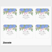 Blue Hydrangea Modern Floral Vrijgezellenfeest ser Vierkante Sticker (Vel)