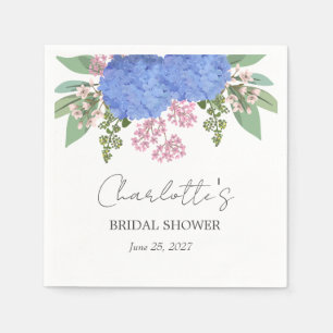 Blue Hydrangea Modern Floral Vrijgezellenfeest Servet