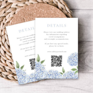 Blue Hydrangea Moderne Details met QR-code, Klein Informatiekaartje