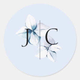 Blue Hydrangea Monogram bruiloft Sticker