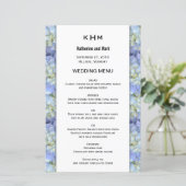 Blue Hydrangea Monogram Mariage Menu Modèle (Debout devant)