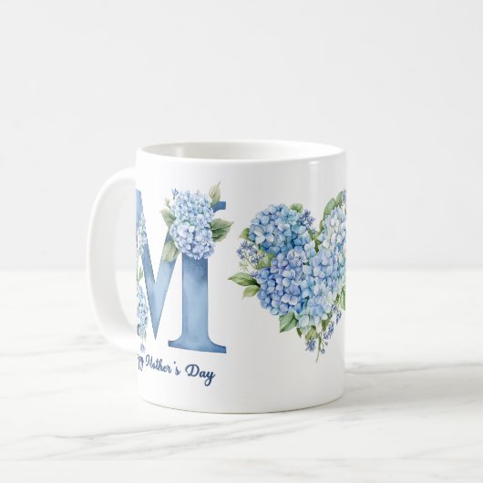 Blue Hydrangea Mothers Day Coffee Mug (Devant gauche)