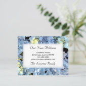 Blue Hydrangea New Address Faire-part (Debout devant)