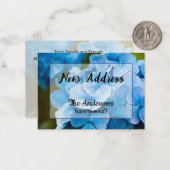 Blue Hydrangea New Address Faire-part (Devant/Arrière en situation)