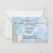 Blue Hydrangea New Address Faire-part (Dos)