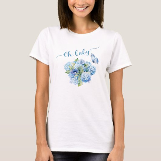 Blue Hydrangea Oh, Baby T-shirt (Voorkant)
