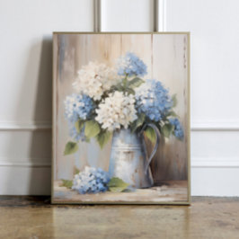 Blue Hydrangea Oil Painting Poster