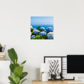 Blue Hydrangea op gradiëntoceaan Jigzaag Puzzle Poster (Thuiskantoor)