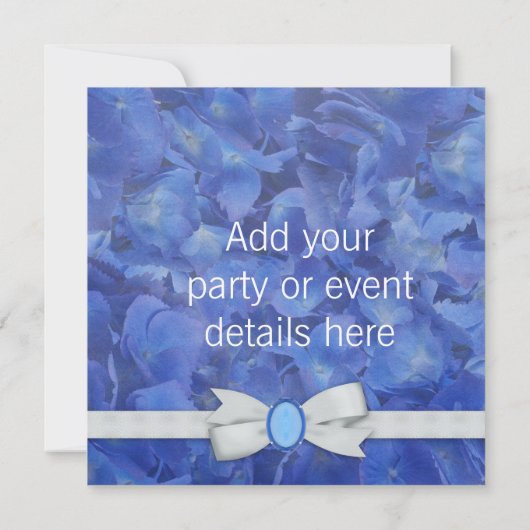 Blue Hydrangea Party Invitation Modèle (Dos)