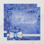 Blue Hydrangea Party Invitation Sjabloon Kaart (Voorkant / Achterkant)