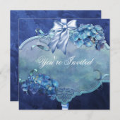 Blue Hydrangea Party Kaart (Voorkant / Achterkant)