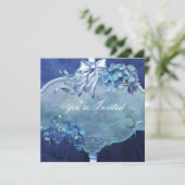 Blue Hydrangea Party Kaart (Staand voorkant)